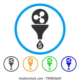 Ripple Dollar Sales Funnel rounded icon. Style is a flat grey symbol inside light blue circle with bonus color variants. Ripple Dollar Sales Funnel vector designed for web and software interfaces.