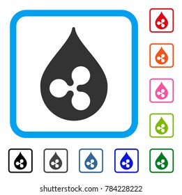 Ripple Drop icon. Flat grey pictogram symbol in a blue rounded square. Black, gray, green, blue, red, orange color variants of Ripple Drop vector. Designed for web and application interfaces.