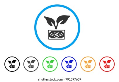 Ripple Eco Startup rounded icon. Style is a flat grey symbol inside light blue circle with bonus color versions. Ripple Eco Startup vector designed for web and software interfaces.