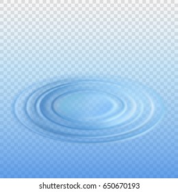 Ripple Effect On Water From A Falling Drop With Transparency. Isolated Vector Illustration