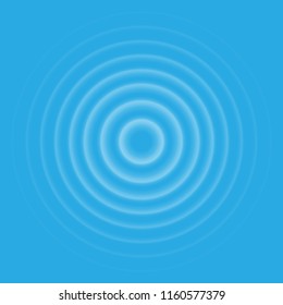 Ripple Effect Top View. Transparent Water Drop Rings. Circle Sound Wave Isolated On Blue Background. Vector Round Effect. Texture Illustration.