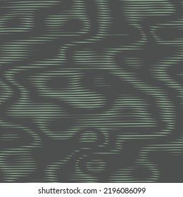 Ripple effect, wavy striped texture. Moire interference effect. Optical illusion art background.  Vector monochrome glitch pattern