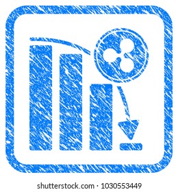 Ripple Epic Fail Chart rubber seal stamp watermark. Icon vector symbol with grunge design and corrosion texture in rounded squared frame. Scratched blue emblem on a white background.