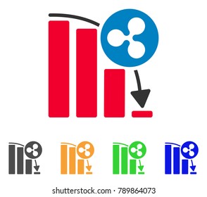 Ripple Epic Fail Graph icon. Vector illustration style is a flat iconic ripple epic fail graph symbol with grey, yellow, green, blue color versions. Designed for web and software interfaces.