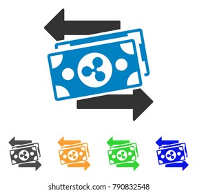 Ripple Exchange Bills icon. Vector illustration style is a flat iconic ripple exchange bills symbol with gray, yellow, green, blue color versions. Designed for web and software interfaces.