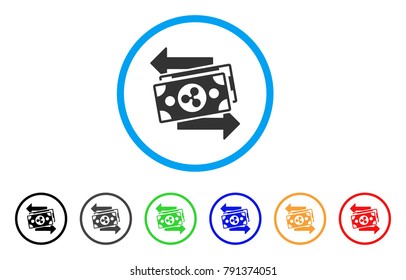 Ripple Exchange Bills rounded icon. Style is a flat grey symbol inside light blue circle with bonus color versions. Ripple Exchange Bills vector designed for web and software interfaces.