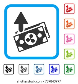 Ripple Expences Banknotes icon. Flat gray pictogram symbol in a blue rounded square. Black, gray, green, blue, red, orange color versions of Ripple Expences Banknotes vector.