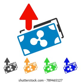 Ripple Expences Banknotes icon. Vector illustration style is a flat iconic ripple expences banknotes symbol with grey, yellow, green, blue color variants. Designed for web and software interfaces.