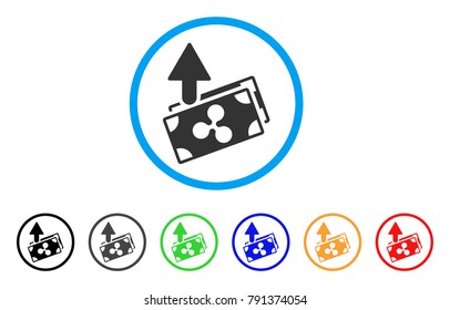 Ripple Expences Banknotes rounded icon. Style is a flat gray symbol inside light blue circle with bonus colored versions. Ripple Expences Banknotes vector designed for web and software interfaces.