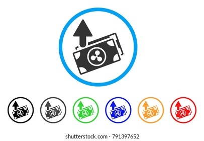 Ripple Expences Banknotes rounded icon. Style is a flat gray symbol inside light blue circle with bonus colored versions. Ripple Expences Banknotes vector designed for web and software interfaces.