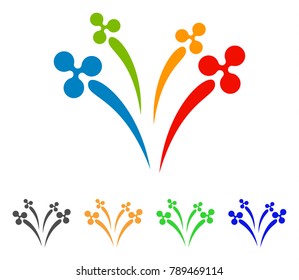 Ripple Fireworks icon. Vector illustration style is a flat iconic ripple fireworks symbol with grey, yellow, green, blue color versions. Designed for web and software interfaces.
