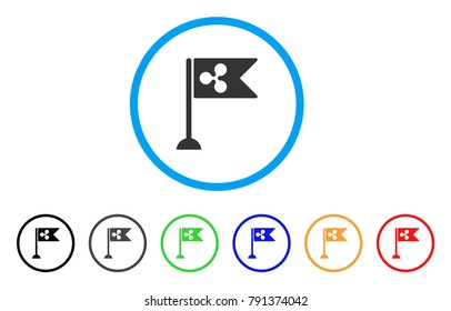 Ripple Flag Marker rounded icon. Style is a flat grey symbol inside light blue circle with additional color variants. Ripple Flag Marker vector designed for web and software interfaces.