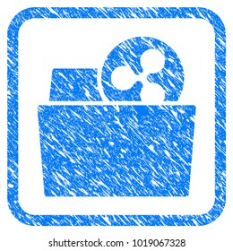 Ripple Folder rubber seal stamp watermark. Icon vector symbol with grunge design and unclean texture in rounded squared frame. Scratched blue stamp imitation on a white background.
