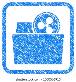 Ripple Folder rubber seal stamp watermark. Icon vector symbol with grunge design and corrosion texture in rounded square frame. Scratched blue stamp imitation on a white background.