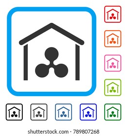 Ripple Garage icon. Flat gray pictogram symbol in a blue rounded rectangular frame. Black, gray, green, blue, red, orange color additional versions of Ripple Garage vector.