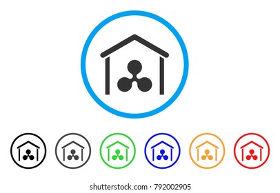 Ripple Garage rounded icon. Style is a flat grey symbol inside light blue circle with bonus colored versions. Ripple Garage vector designed for web and software interfaces.