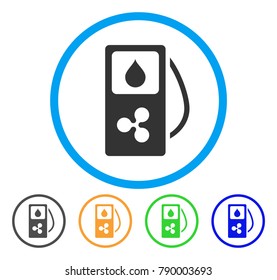 Ripple Gas Station rounded icon. Style is a flat gray symbol inside light blue circle with additional colored variants. Ripple Gas Station vector designed for web and software interfaces.
