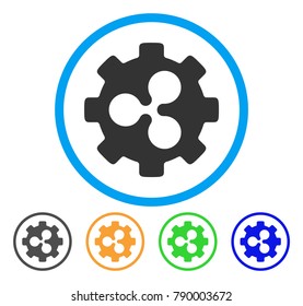 Ripple Gear rounded icon. Style is a flat gray symbol inside light blue circle with bonus colored versions. Ripple Gear vector designed for web and software interfaces.