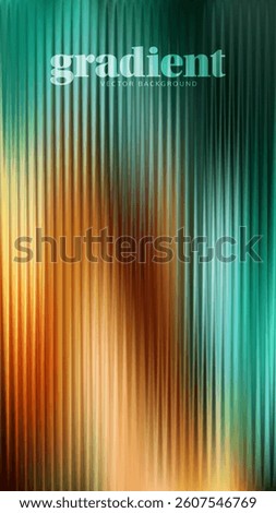 Ripple glass distortion background. Abstract fractal effect ribbed glass texture with vibrant gradients smooth fluted vertical lines. Reeded Bold dynamic design blending futuristic tones vector bg.