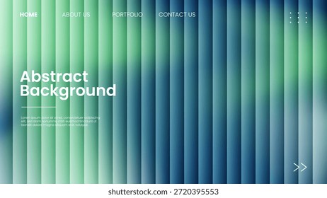 Design de fundo de gradiente de vidro ondulado em formato vetorial. Cores neon, verde claro, verde escuro, turquesa. Conceito de linhas verticais com textura de vidro. Fundo futurista moderno.