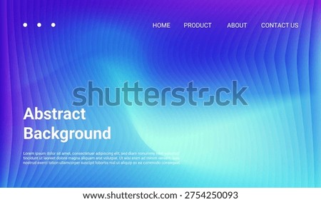 Ripple glass gradient background design in vector format. Vibrant colors, light blue, dark blue, purple, turquoise. Vertical wave lines concept design of landing page. Modern futuristic background.