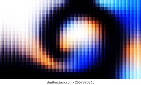 Textura de gradiente de vidrio ondulado con luz azul y naranja brillante. Abstractas fondo digital futurista para tecnología, IA y diseño creativo.