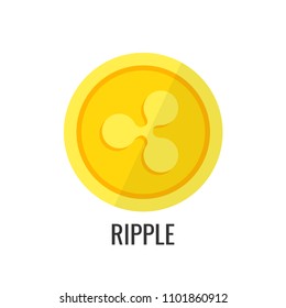 Ripple gold coin icon. Sign payment symbol. Crypto currency, virtual electronik, internet money. Vector illustration.