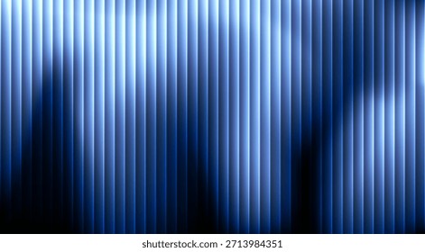 Fundo de vidro de gradiente ondulado, brilho de néon vertical textura fractal com nervuras escuras em azul profundo cinemático textura de distorção afiada, modelo de cobertura futurista maquete