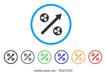 Ripple Grow Up Arrow rounded icon. Style is a flat grey symbol inside light blue circle with additional color versions. Ripple Grow Up Arrow vector designed for web and software interfaces.