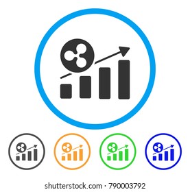 Ripple Growing Bar Chart rounded icon. Style is a flat grey symbol inside light blue circle with bonus colored variants. Ripple Growing Bar Chart vector designed for web and software interfaces.