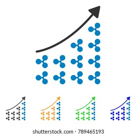 Ripple Growing Chart icon. Vector illustration style is a flat iconic ripple growing chart symbol with grey, yellow, green, blue color variants. Designed for web and software interfaces.