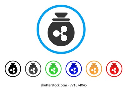Ripple Harvest Sack rounded icon. Style is a flat gray symbol inside light blue circle with bonus color versions. Ripple Harvest Sack vector designed for web and software interfaces.