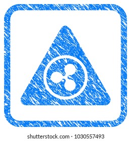 Ripple Hazard rubber seal stamp watermark. Icon vector symbol with grunge design and unclean texture in rounded square frame. Scratched blue stamp imitation on a white background.