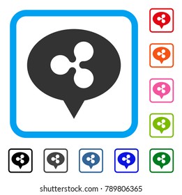 Ripple Hint Balloon icon. Flat gray iconic symbol inside a blue rounded frame. Black, gray, green, blue, red, orange color versions of Ripple Hint Balloon vector.