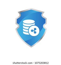 Ripple icon and blue shield. Vector illustration