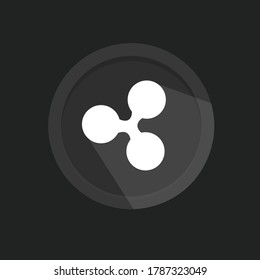 Ripple icon for internet money. Ripple cryptocurrency coin icon isolated on black background. Altcoin symbol. Blockchain based secure crypto currency. Vector Illustration.