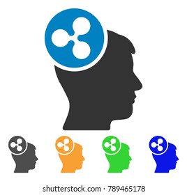 Ripple Idea Head icon. Vector illustration style is a flat iconic ripple idea head symbol with gray, yellow, green, blue color variants. Designed for web and software interfaces.