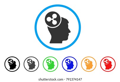 Ripple Idea Head rounded icon. Style is a flat grey symbol inside light blue circle with additional color variants. Ripple Idea Head vector designed for web and software interfaces.