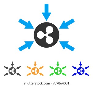 Ripple Income Arrows icon. Vector illustration style is a flat iconic ripple income arrows symbol with gray, yellow, green, blue color versions. Designed for web and software interfaces.