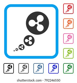 Ripple Inflation icon. Flat gray iconic symbol inside a blue rounded square. Black, grey, green, blue, red, orange color versions of ripple inflation vector.