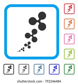 Ripple Inflation icon. Flat grey pictogram symbol in a blue rounded rectangular frame. Black, grey, green, blue, red, pink color versions of ripple inflation vector. Designed for web and app UI.