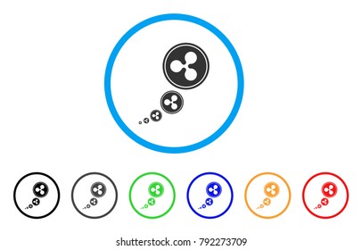Ripple Inflation rounded icon. Style is a flat gray symbol inside light blue circle with additional colored versions. Ripple Inflation vector designed for web and software interfaces.