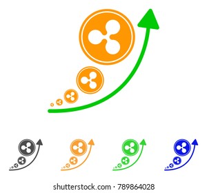 Ripple Inflation Trend icon. Vector illustration style is a flat iconic ripple inflation trend symbol with gray, yellow, green, blue color versions. Designed for web and software interfaces.