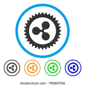 Ripple Insignia Stamp rounded icon. Style is a flat gray symbol inside light blue circle with additional color variants. Ripple Insignia Stamp vector designed for web and software interfaces.
