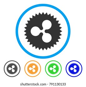 Ripple Insignia Stamp rounded icon. Style is a flat gray symbol inside light blue circle with bonus color variants. Ripple Insignia Stamp vector designed for web and software interfaces.