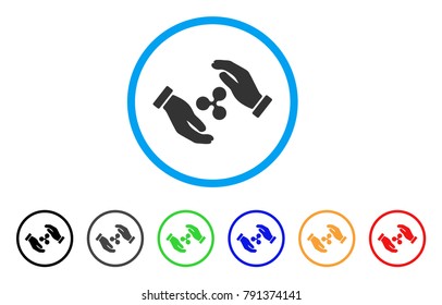 Ripple Insurance Hands rounded icon. Style is a flat gray symbol inside light blue circle with bonus colored versions. Ripple Insurance Hands vector designed for web and software interfaces.