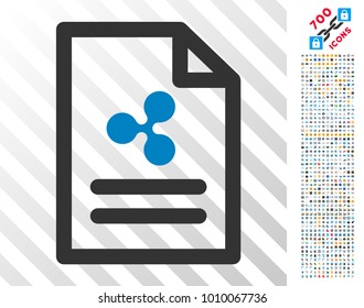Ripple Invoice icon with 7 hundred bonus bitcoin mining and blockchain design elements. Vector illustration style is flat iconic symbols designed for cryptocurrency websites.