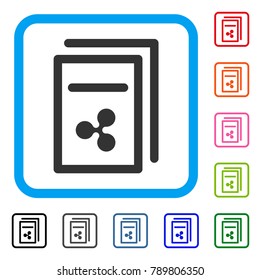 Ripple Invoices icon. Flat grey pictogram symbol in a blue rounded square. Black, gray, green, blue, red, orange color versions of Ripple Invoices vector. Designed for web and application UI.