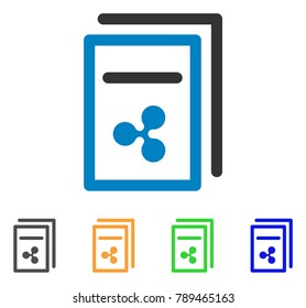 Ripple Invoices icon. Vector illustration style is a flat iconic ripple invoices symbol with gray, yellow, green, blue color variants. Designed for web and software interfaces.