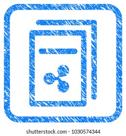Ripple Invoices rubber seal stamp watermark. Icon vector symbol with grunge design and dirty texture in rounded rectangle. Scratched blue sticker on a white background.